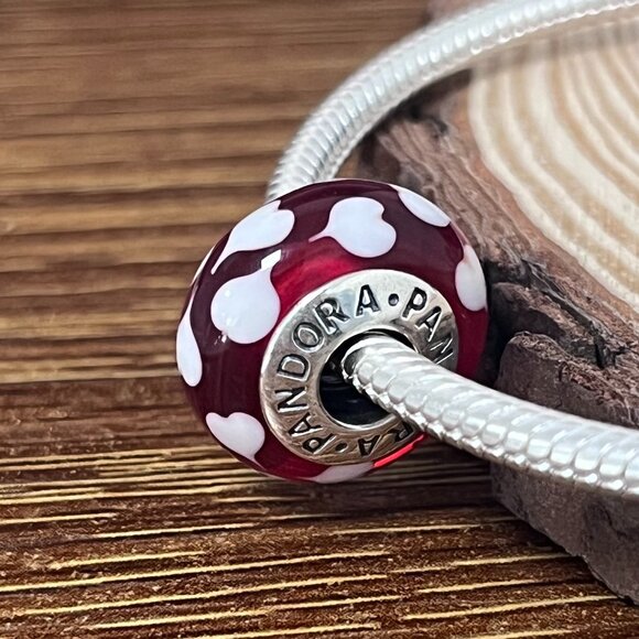 Pandora Red love Pink Hearts New Murano Glass Bead Charm - Picture 5 of 6